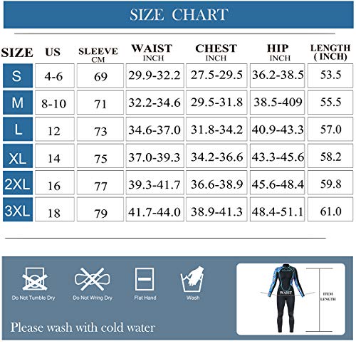 image for CtriLady Wetsuit Women Neoprene One Piece Full Diving Suits Long Sleev