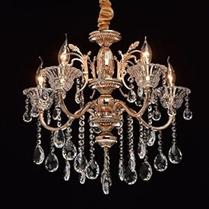 MW-Light Kroonluchter Kaarsen 5 Vlammen Klassiek Goudkleurig Metaal Kristal