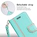 FYY Leather Case with Mirror for Samsung Galaxy S8 Plus, Leather Wallet Flip Folio Case with Mirror and Wrist Strap for Samsung Galaxy S8 Plus Mint Green