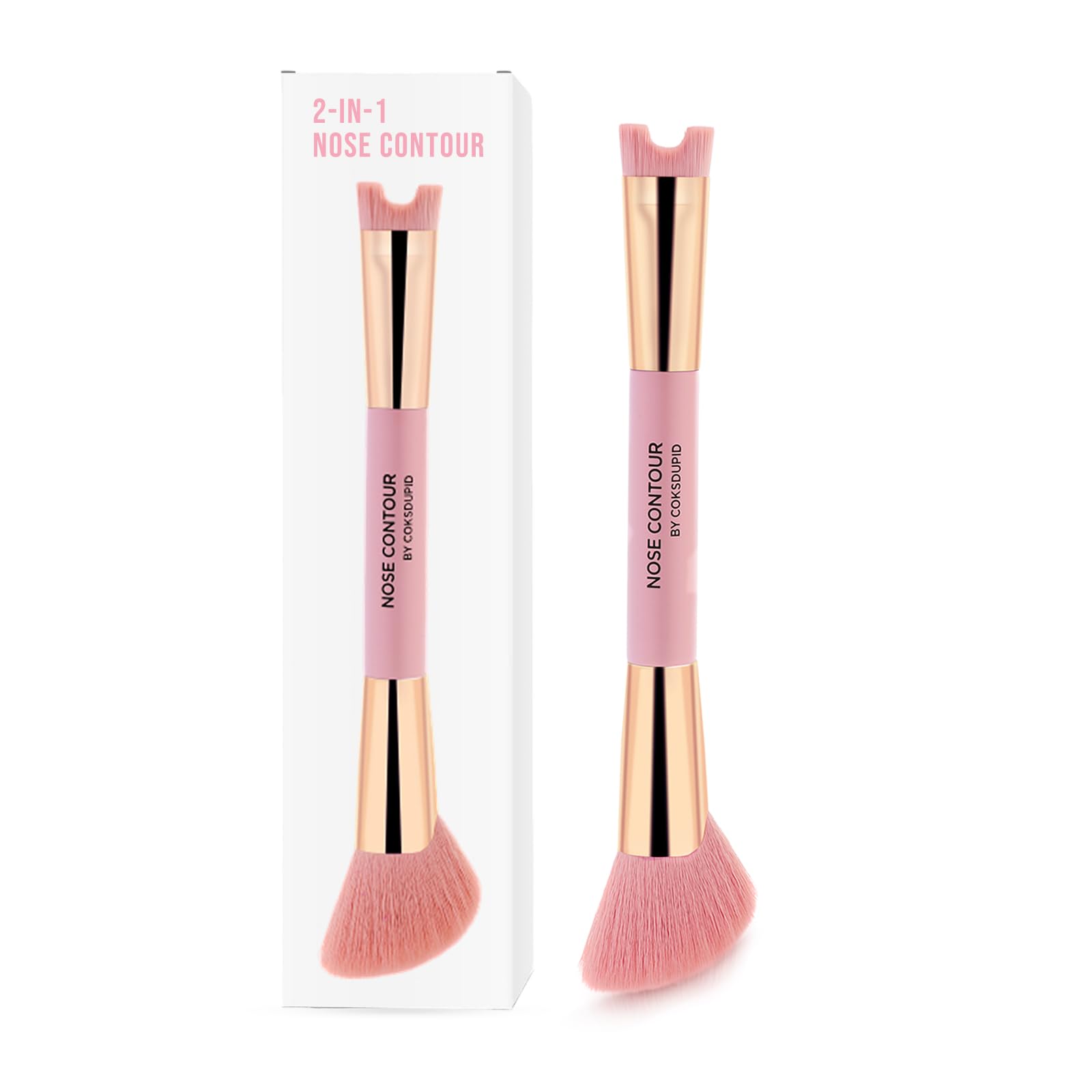 Photo 1 of 2-In-1 Nose Contour Brush, Dual-Ended U-Shaped & Angled Fluffy Brush, Makeup Contour for Nose Sculpting and Defining
