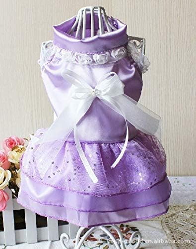 ペット猫の犬の服 テディ姫ドレス犬のペット用品服ペットウェディングドレス カラー パープル 初売り サイズ M 子犬の衣装のために Purple サイズ S 色