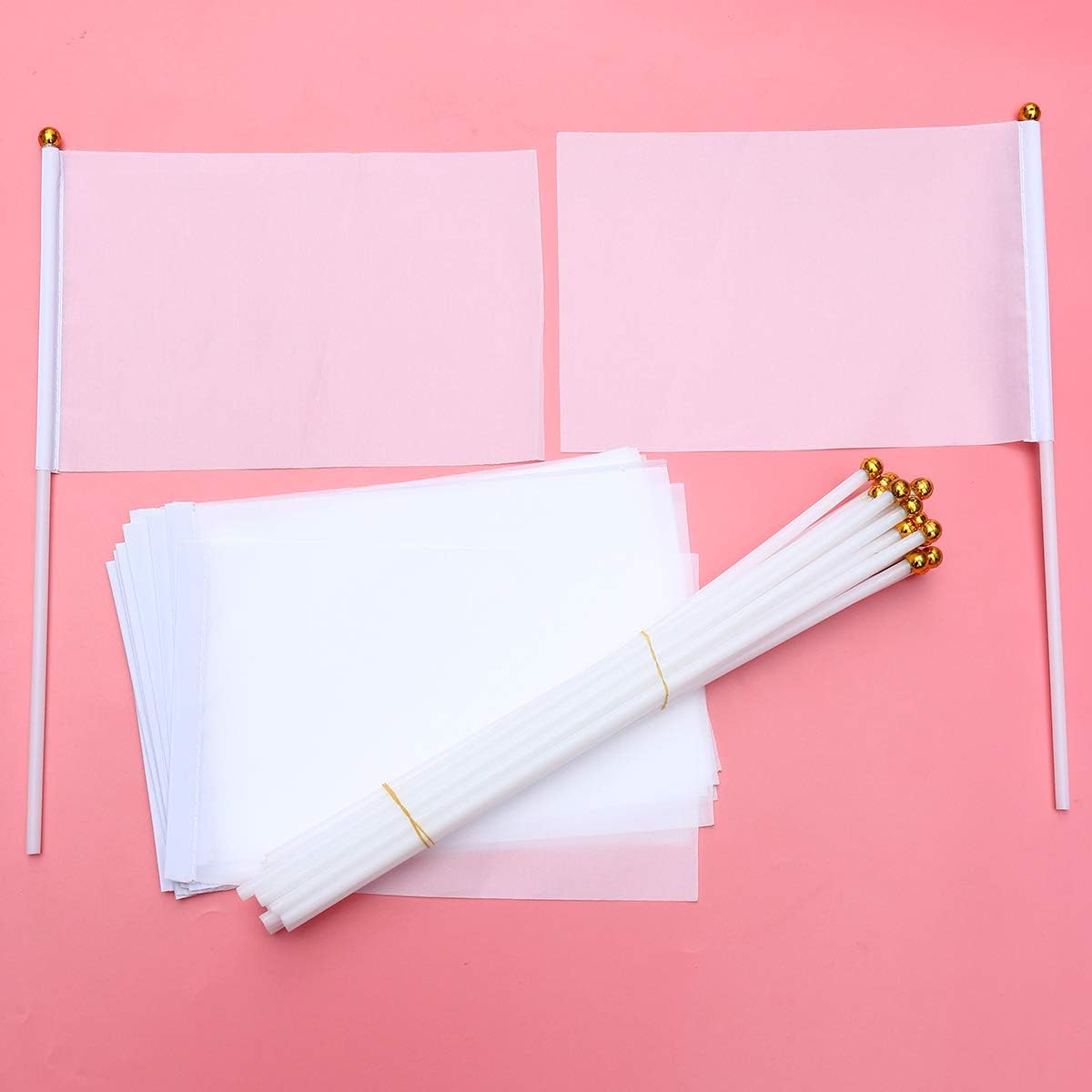 TOYANDONA 24pcs Hand Flag Portable Hand Waving Flag Bunting Banner for Party Sports Meeting (White), 14*21cm - Image 4