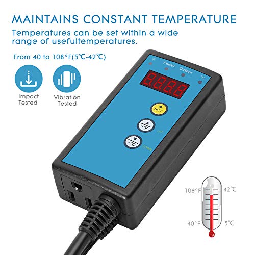 CDMALL Digital Heat Mat Thermostat Temperature Controller 68-108 ºF for Seed Germination, Reptiles,Rooting, Fermentation and Brewing - Thumbnail 4