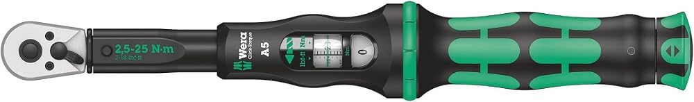 Wera Click Torque A 5 Adjustable Torque Wrench 1/4" Drive 2.5-25 Nm 05075604001