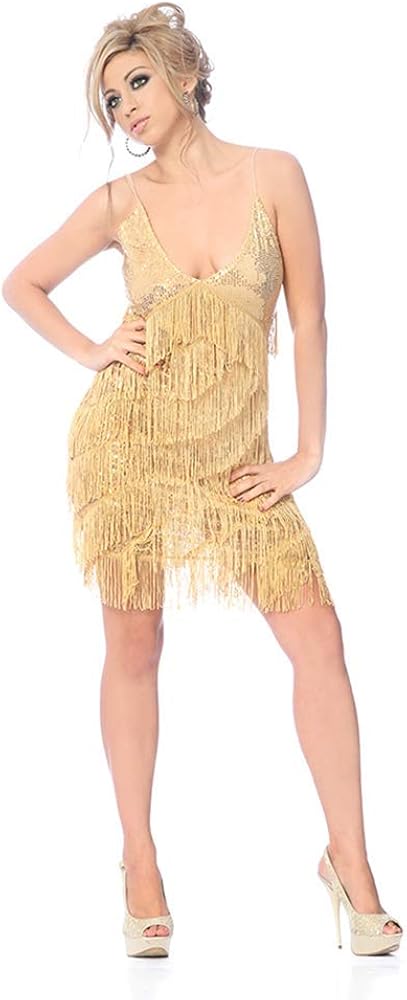 fringe dress gold