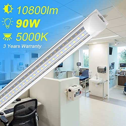 Romwish 8FT LED Shop Light, 90W 6500K, 10800LM Super Bright, D Shape