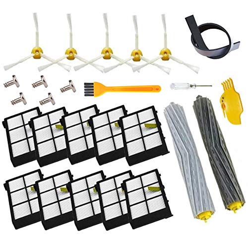 Theresa Hay Replacement Accessory Kit for iRobot Roomba 800 900 Series 890 860 880 870 980 960 Vacuum Accessories,with 2 Set Extractors 10 Filters 10 Side Brushes 5 Screws 1 Cleaning Tool (24pcs)