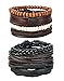 REVOLIA 8-12Pcs Leather Bracelets for Men Women Wooden Beaded Bracelets Braided Cuff