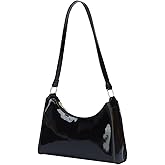 QWINEE Women's Artificial Patent Leather Tote Bag for Women Zipper Square Satchel Purse Ladies Shoulder Crossbody