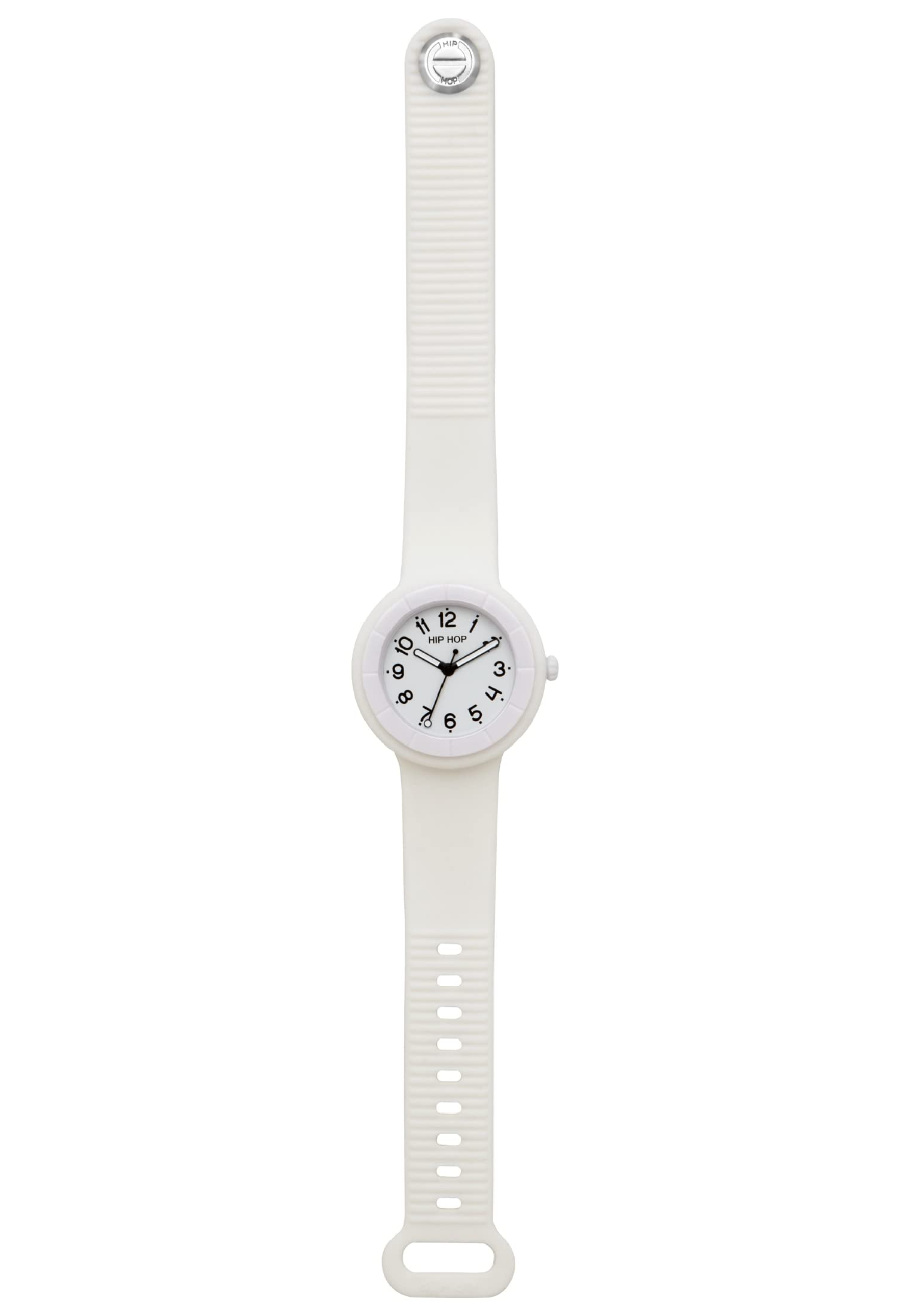 HIP HOP, Women's Watch with Soft Silicone Strap, Numbered White dial and Practical Closure, 32 mm case, Miyota 2035 Movement and Practical Closure, White, ONE Size, Bracelet