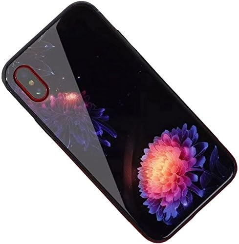 iPhone X Case, iPhone 10 Case, Weiduka TPU + Crystal Steel Tempering Glass Case, Mirror Glass Floral Pattern Painted Bumper Smooth Protective Phone Cover for iPhone X / 10 (Sun Flower)
