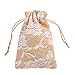 Whaline 20 Packs Rose Lace Burlap Bags with Drawstring Gift Bags Jewelry Pouch for Wedding and Valentine’s Party DIY Arts & Crafts Presents, 5.3 x 3.9 inches