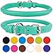 CollarDirect Rolled Leather Dog Collar, Soft Padded Round Puppy Collar, Handmade Genuine Leather Collar Dog Small Large Cat Collars Black Pink Red Purple Blue (Fits 16″-18″ Neck, Mint Green)thumb 2
