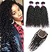 QinMei 10A Brazilian Virgin Curly Hair 3 Bundles With Closure (10 12 14+10) Free Part 100% Unprocessed Brazilian Kinky Jerry Curly 4x4 Lace Closure With Human Hair Bundles