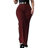 CHICME Work Pants for Women High Waist Straight Leg Work Pants Business Casual Trousers