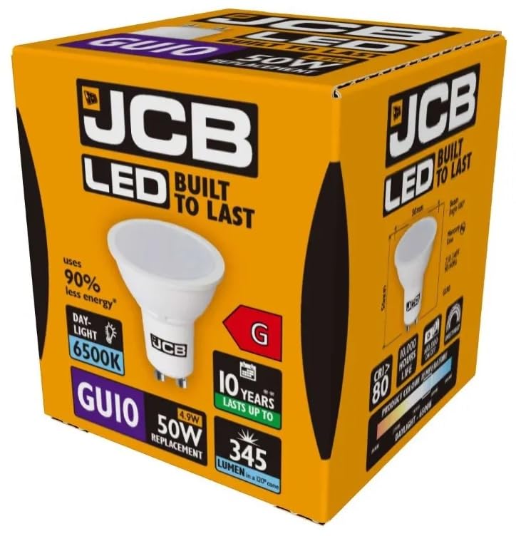 10x JCB 5w LED GU10 Reflector Lamp 100° 6500k Daylight 370lm (S10964)