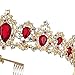 Sweet Princess Pink Crowns for Women Girls Crystal Rhinestone Queen Costume Party Festival Wedding Tiaras Headbands (Gold Red)