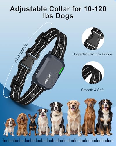 Jugbow Dog Shock Collar - 4500FT Dog Training Collar with Remote, IPX8 Waterproof Electric Dog Collar with 4 Training Modes, Security Lock, Rechargeable eCollar for 10-120lbs Dogs(Dark Blue 1 Pack)