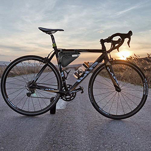 AutoWT Bike Frame Bag, Bicycle Triangle Bag Front Tube Water Resistant Waterproof Cycling Pack Strap-On Saddle Pouch Storage Bag for Mini Bike Pumps Repair Tools Road Mountain Bike(1.5L)