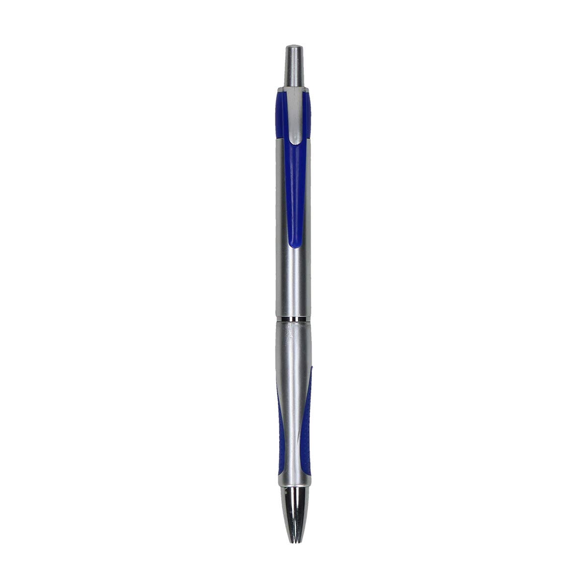 TIPTOP OFFICE PM Bingo Retractable Ballpoint Pen 0.7 mm Pack of 50 Silver/Blue