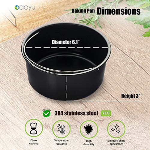 Baking Pan for Pressure Cookers, Air Fryers and Ovens- For 3 QT to 5QT Pressure Cookers and 2.75QT 3.7QT 5.3QT Air Fryers. Fits InstantPot, Ninja Foodi Gowise Philips NuWave Power Farberware and more