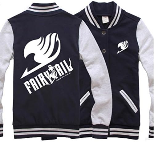 Fairy Tail Cotton Baseball Uniform Unisex Cosplay Costume Autumn and Winter Coat (XXS, Navy Blue)