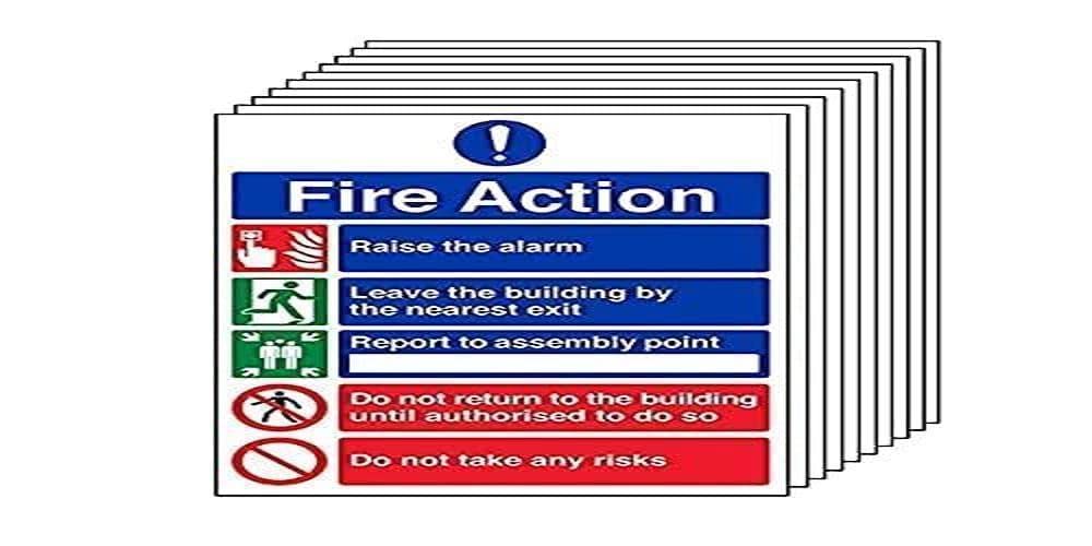 V Safety Fire Action - General Fire Action 5 Message Risks - 200 x 300mm - Pack of 10