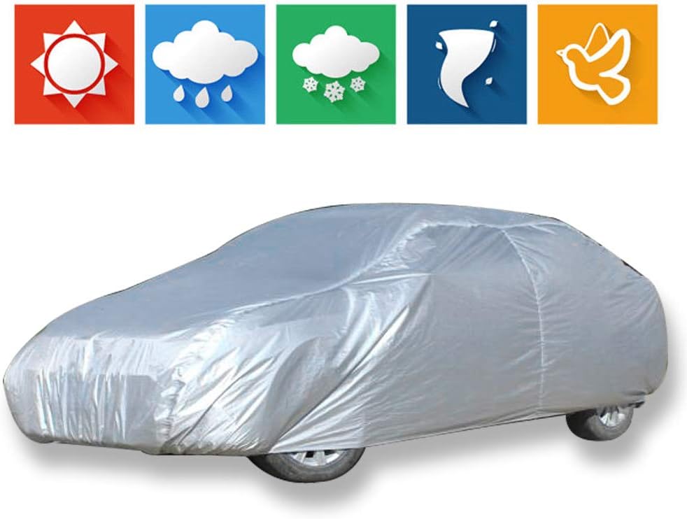 cciyu Car Cover 100% Outdoor Auto Cover All Weather Windproof Snow-Proof Scratch Protection fit Full Car Cover Length Up to 189"