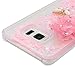 Galaxy S6 Edge Plus Case - Mavis's Diary Flowing Liquid Fancy Pink Love Heart with 3D Handmade Bling Flower White Butterfly Shiny Diamonds Clear Case Hard Cover for Samsung Galaxy S6 Edge+ G928