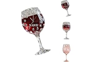 Personalized 2D Flat Wine Cup Themed Hanging Clock Custom Name Wine Glass Shape Wall Clock Acrylic/Wood Drinking Wall Art Sig
