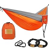Greenmall Double Portable Camping Hammock, Soft Breathable Parachute Nylon Lightweight Hammock for Hiking Travel Backpacking Beach Garden, 440lbs Capacity, 106