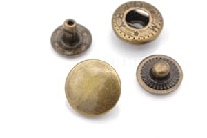 CRAFTMEMORE 50 Sets Antique Brass Snap Buttons S-Spring Socket Popper Fasteners for Jacket Bag Closures #831 VT8 (15mm (0.59"))