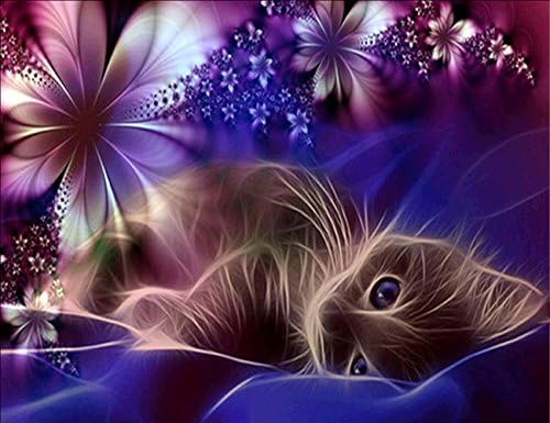 DIY 5D Diamond Painting Kit, Full Drill Cute Cat Embroidery Cross Stitch Arts Craft Canvas Wall Decor (15.8" in11.8 in)