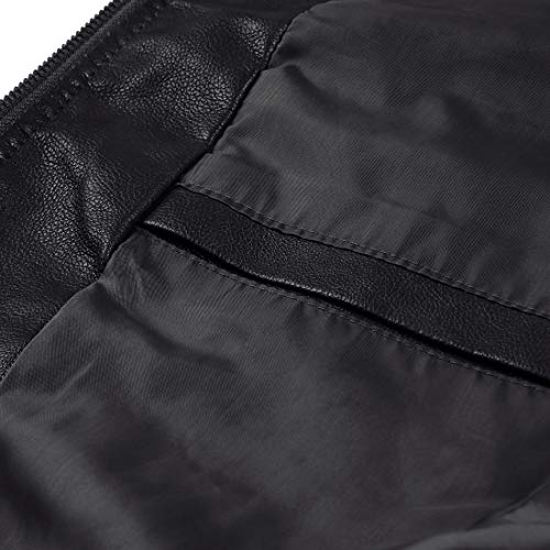 MAGE MALE Mens Leather Jacket Slim Fit Stand Collar PU Motorcycle