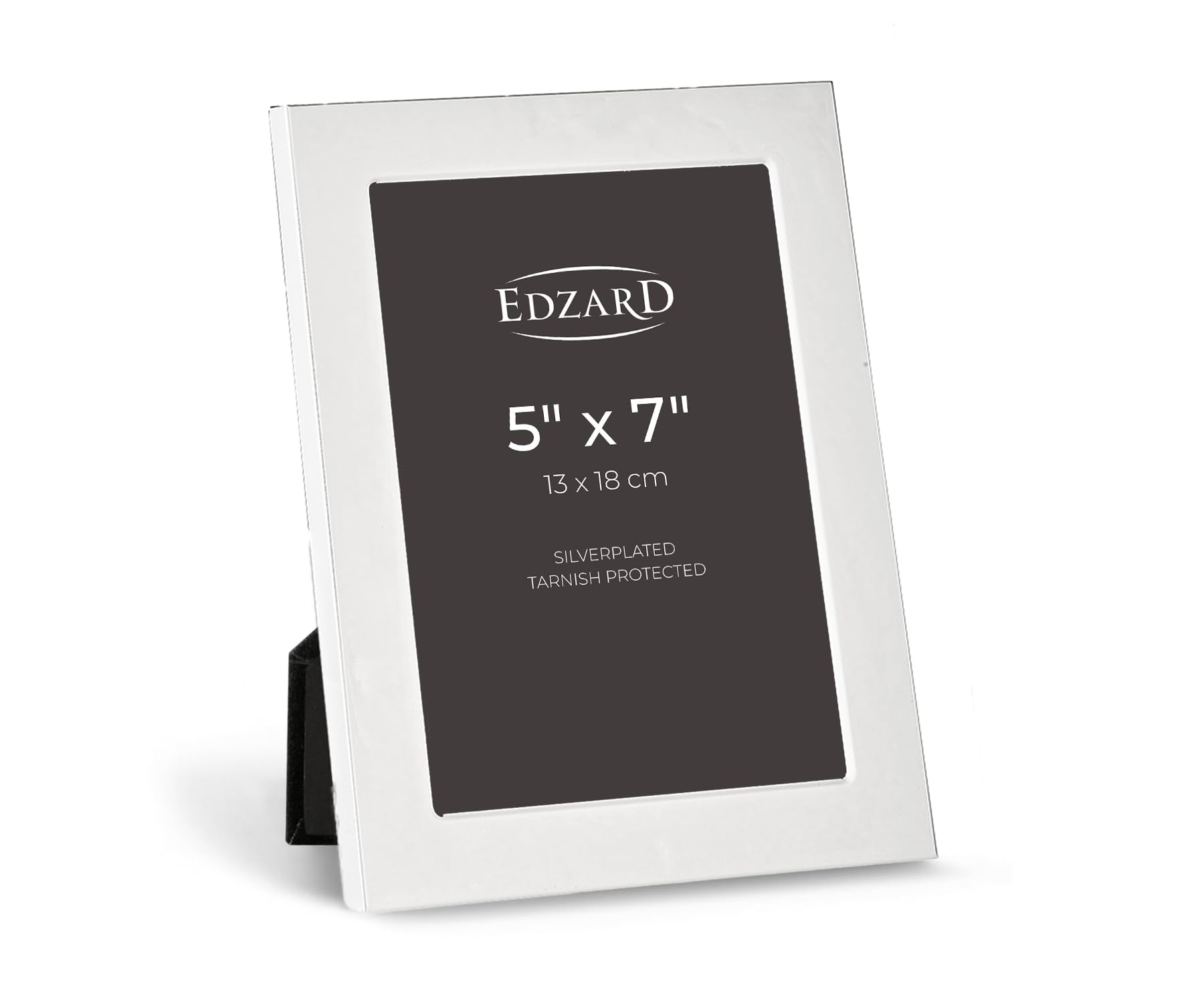 Edzard Silver Plated Photo Frame 5"x7" (13x18 cm) Altamura, Non-Tarnishing, High Gloss Finish, Real Glass Front & Premium Velvet Back, Portrait or Landscape Display - Elegant Wedding Gift