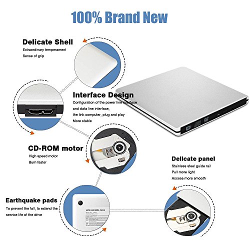 VersionTECH. USB3.0 Ultra Slim External DVD Drive Burner Optical Drive CD+/-RW DVD +/-RW Superdrive Compatible with Mac MacBook Pro Air iMac and Laptop, Support M-DISC