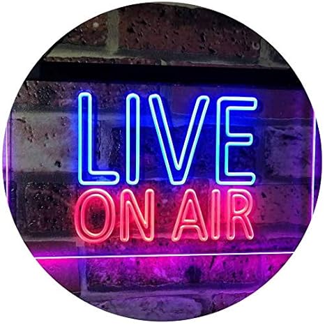 AdvPro 2C On Air Live Recording Studio Video Room Dual Color LED Barlicht Neonlicht Lichtwerbung Neon Sign Blue & Red 400mm x