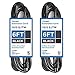 Thonapa 2 Pack of 6 Ft Black Extension Cords - 16/3 Heavy Duty Outdoor Electrical Cable with 3 Prong Grounded Plug for Safety
