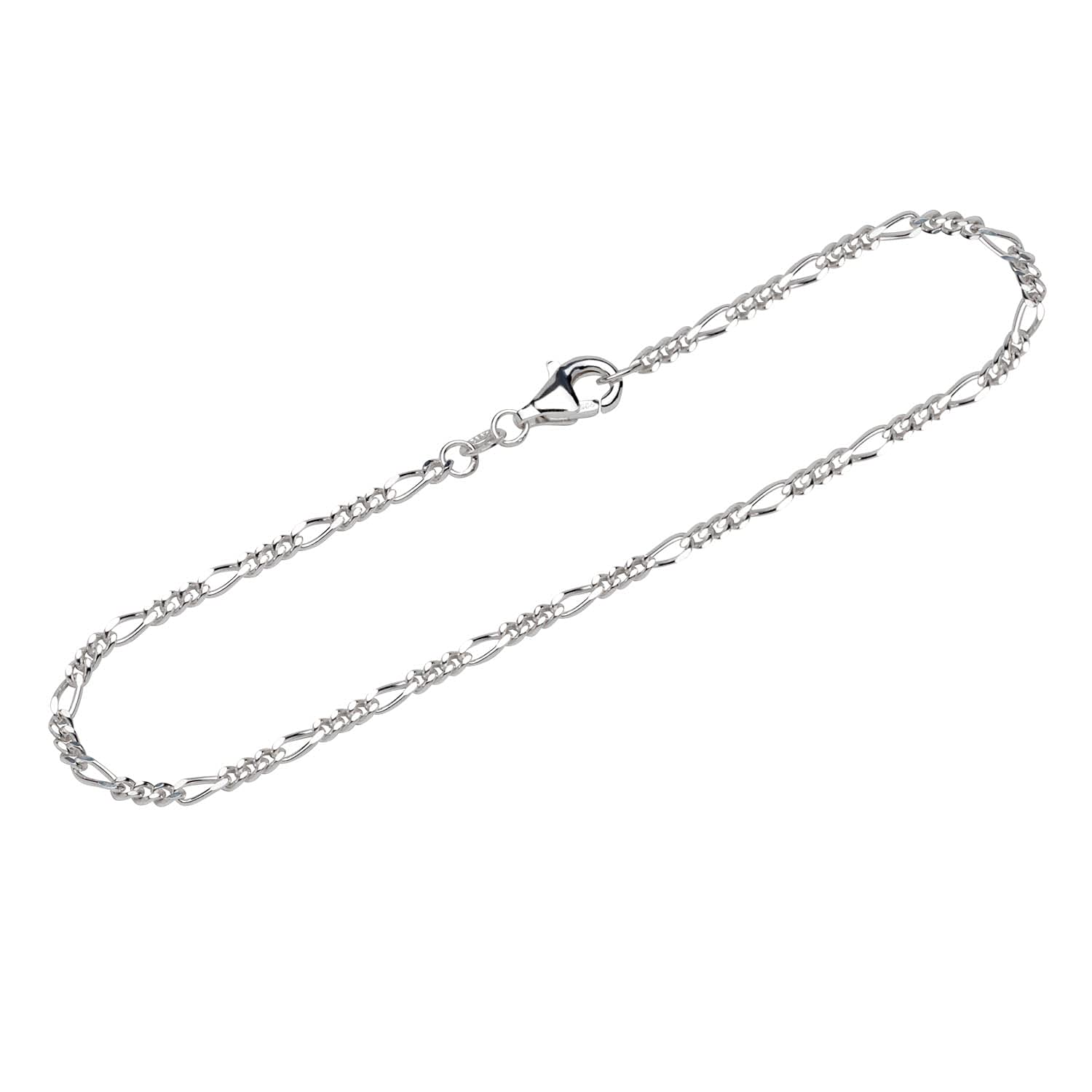 NKlaus bracelet 925 Sterling Silver 19cm Figaro curb chain diamond plated men's bracelet 12595