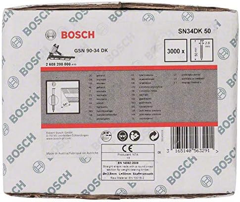 Bosch 2608200000 2.8 x 50 mm Clipped Head Strip Nail, Grey, 80mm x 3.1mm
