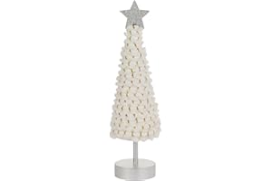 Boston International Cone Christmas Tree for Tabletop Mantel Shelf Winter Holiday Decorations for Home, Small, White & Gold T