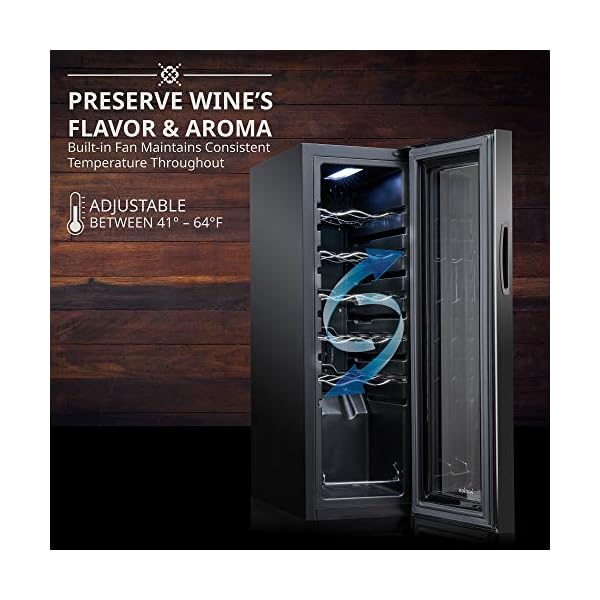 Ivation-12-Bottle-Compressor-Wine-Cooler-Refrigerator-wLock-Large-Freestanding-Wine-Cellar-For-Red-White-Champagne-or-Sparkling-Wine-41f-64f-Digital-Temperature-Control-Fridge-Glass-Door-Black