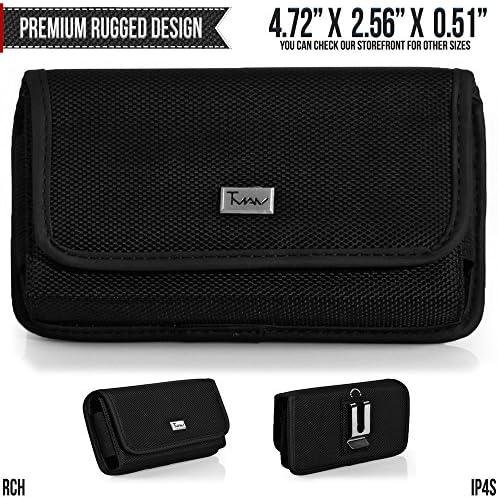 Motorola MOTOFONE F3 Belt Pouch, TMAN [Rugged Canvas Horizontal] Metal Clip Holster / Hook Loop Closure Cover with Belt Loop Carrying Protective - Fits Cellphone without any Case