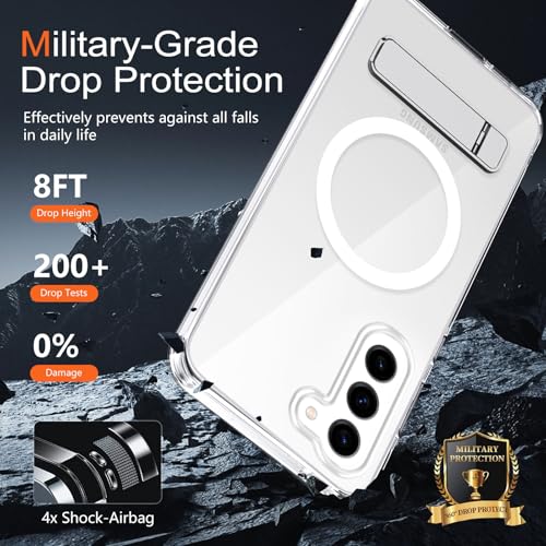 XTCASE Magnetic Case for Samsung Galaxy S23 5G [Compatible with MagSafe], Transparent Case with Adjustable Stand, Shockproof and Scratch Resistant Protection, Clear