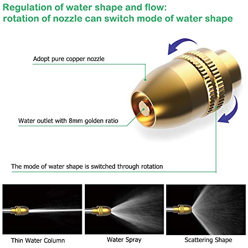 Garden Hose Nozzle Heavy Duty Brass Metal Sprayer Nozzle High Pressure Spray Gun 360° Rotaing Water Adjustmen for Car Washing, Outdoor Gardening, Pets Shower, Patio Cleaning - Thumbnail 4