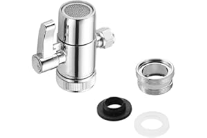 WEIRUN Water Filter for Sink Faucet,Diverter Valve for Above Counter Water Filter Kitchen Sink Faucet Splitter for Water Diversion Push on 3/8 inch Tubing Replacement Part Adapter Chrome