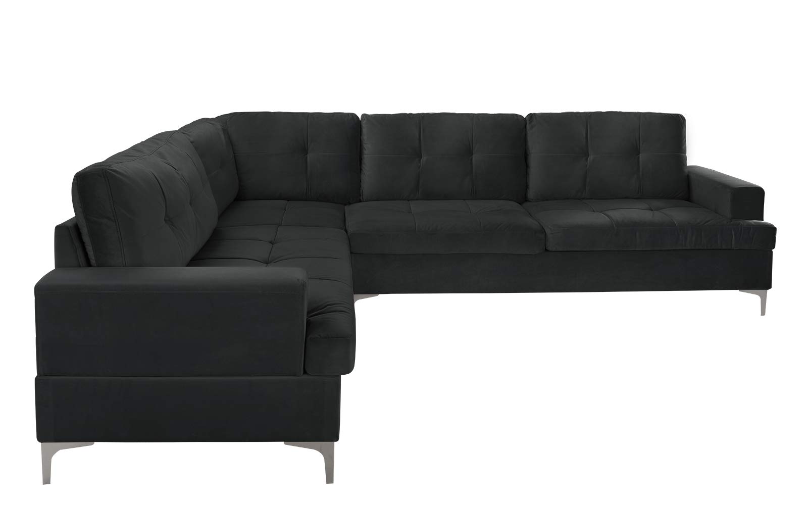 Classic Large Tufted Velvet Sectional Sofa, Living Room LShape Couch