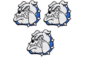 Umama Patch Set of 3 Gray Dog Cute Pet Animal Pitbull Bulldog Cartoon Sticker Fabric Puppy Iron On Embroidered Patches Appliques Machine Embroidery Needle craft Projects Boys Girls Kids DIY