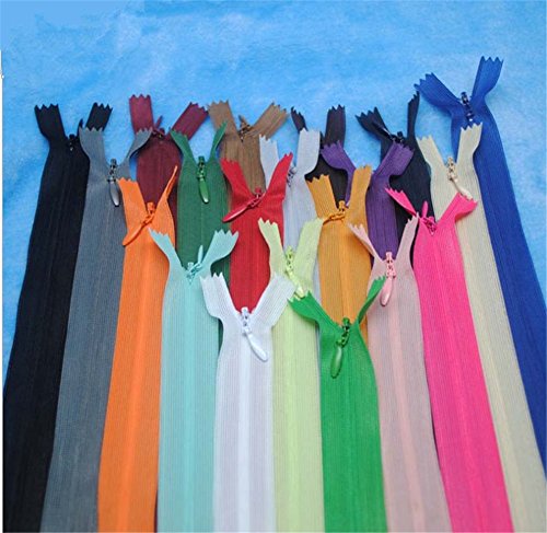 50pcs Long Nylon Invisible Zippers for DIY Sewing Back Dress Cushion Tailoring Accessories Tailor Tool (White, 24inch)