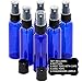 2 Ounce PET (Plastic) Bottles Refillable Set of 6 with 6 Black Mister Spray Caps Plus 6 Disc-Tops and 6 Chalkboard Stickers for Essential Oils (EO), Home and Beauty Products. (Blue)